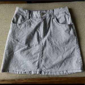 Soft blue and white striped mini skirt